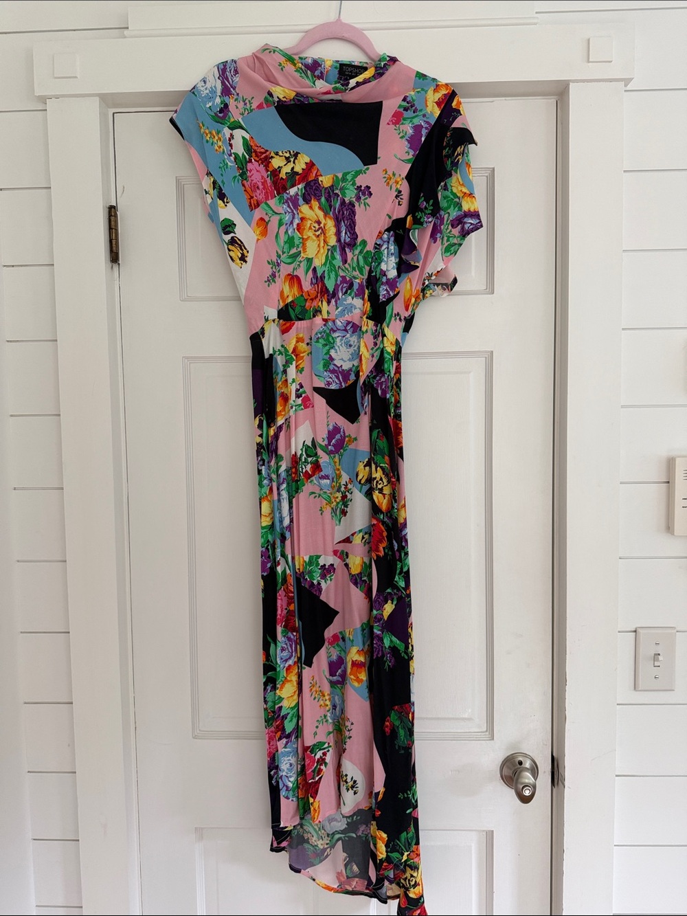 Topshop Pink Floral Multi-Print Maxi Dress